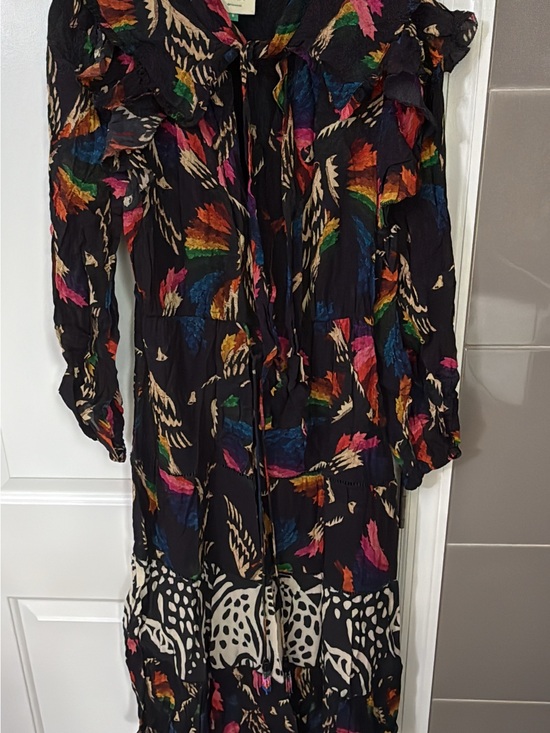 FARM Rio Dresses & Skirts - FARM Rio Black Multi-Color Long Sleeve Maxi Dress